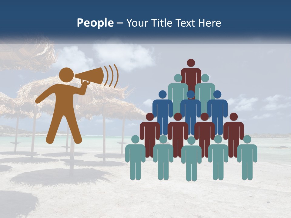 A Sandy Beach With Straw Umbrellas On It PowerPoint Template