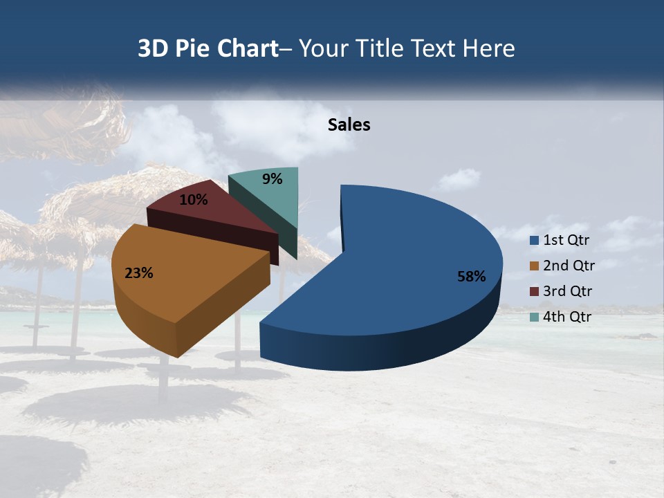 A Sandy Beach With Straw Umbrellas On It PowerPoint Template