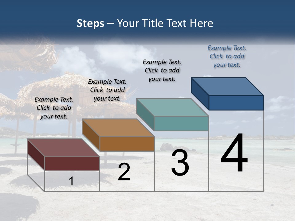 A Sandy Beach With Straw Umbrellas On It PowerPoint Template