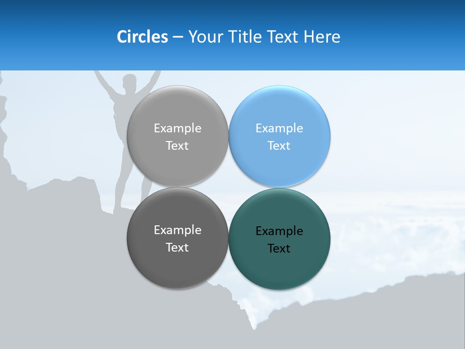 A Person Standing On Top Of A Mountain With Their Arms In The Air PowerPoint Template