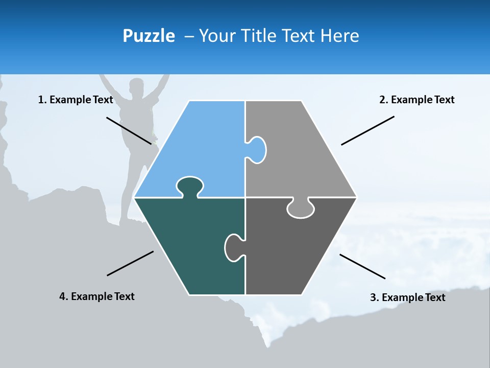 A Person Standing On Top Of A Mountain With Their Arms In The Air PowerPoint Template