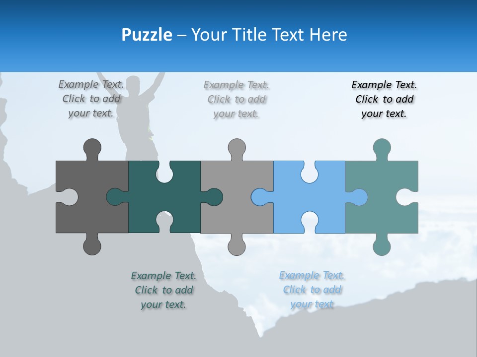 A Person Standing On Top Of A Mountain With Their Arms In The Air PowerPoint Template