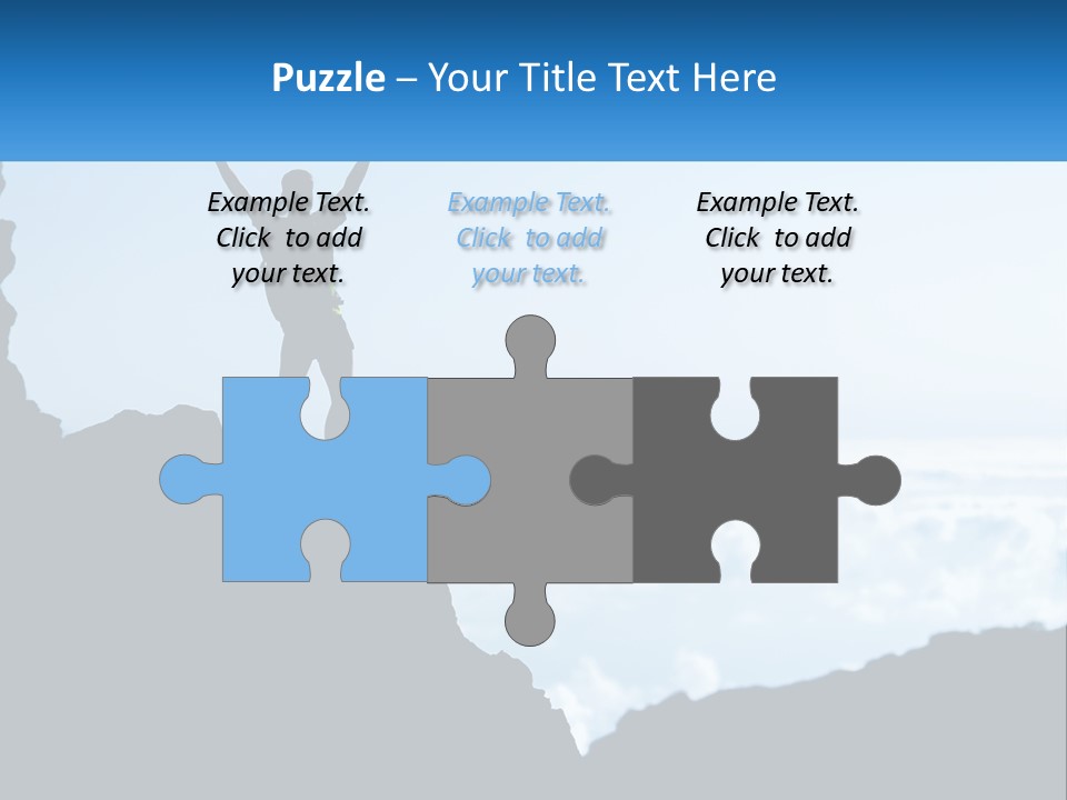 A Person Standing On Top Of A Mountain With Their Arms In The Air PowerPoint Template