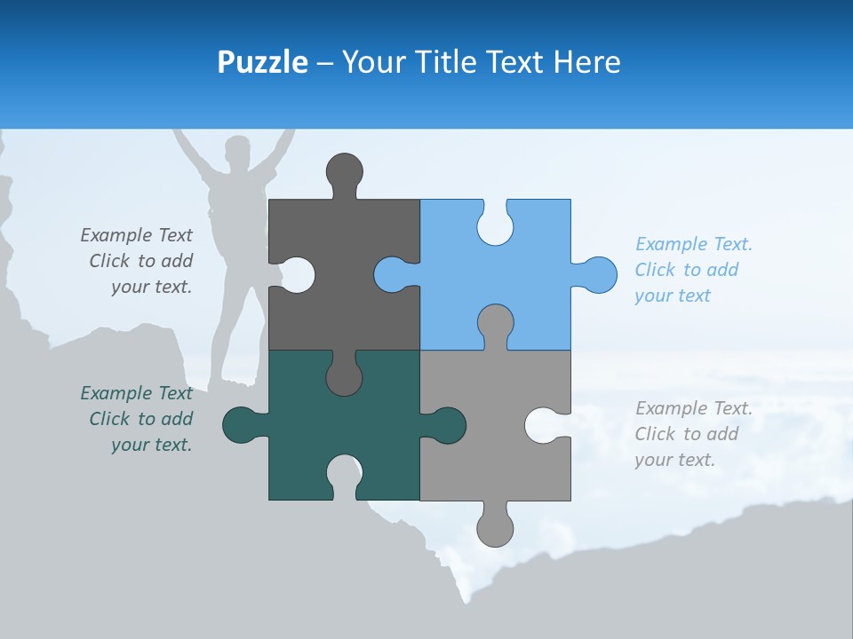 A Person Standing On Top Of A Mountain With Their Arms In The Air PowerPoint Template