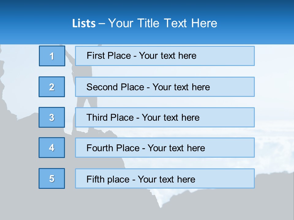 A Person Standing On Top Of A Mountain With Their Arms In The Air PowerPoint Template
