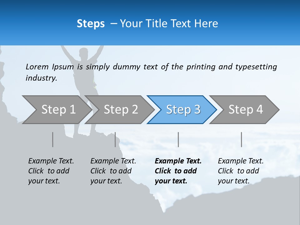 A Person Standing On Top Of A Mountain With Their Arms In The Air PowerPoint Template