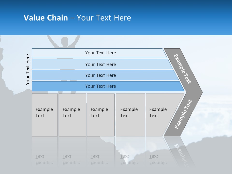 A Person Standing On Top Of A Mountain With Their Arms In The Air PowerPoint Template