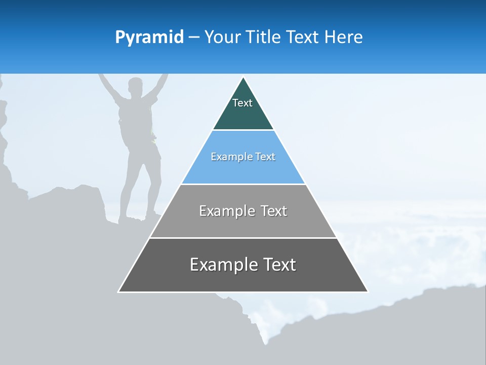 A Person Standing On Top Of A Mountain With Their Arms In The Air PowerPoint Template