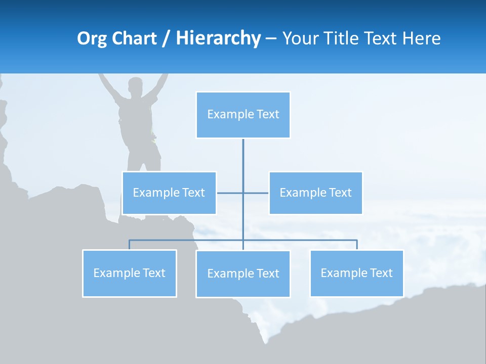 A Person Standing On Top Of A Mountain With Their Arms In The Air PowerPoint Template