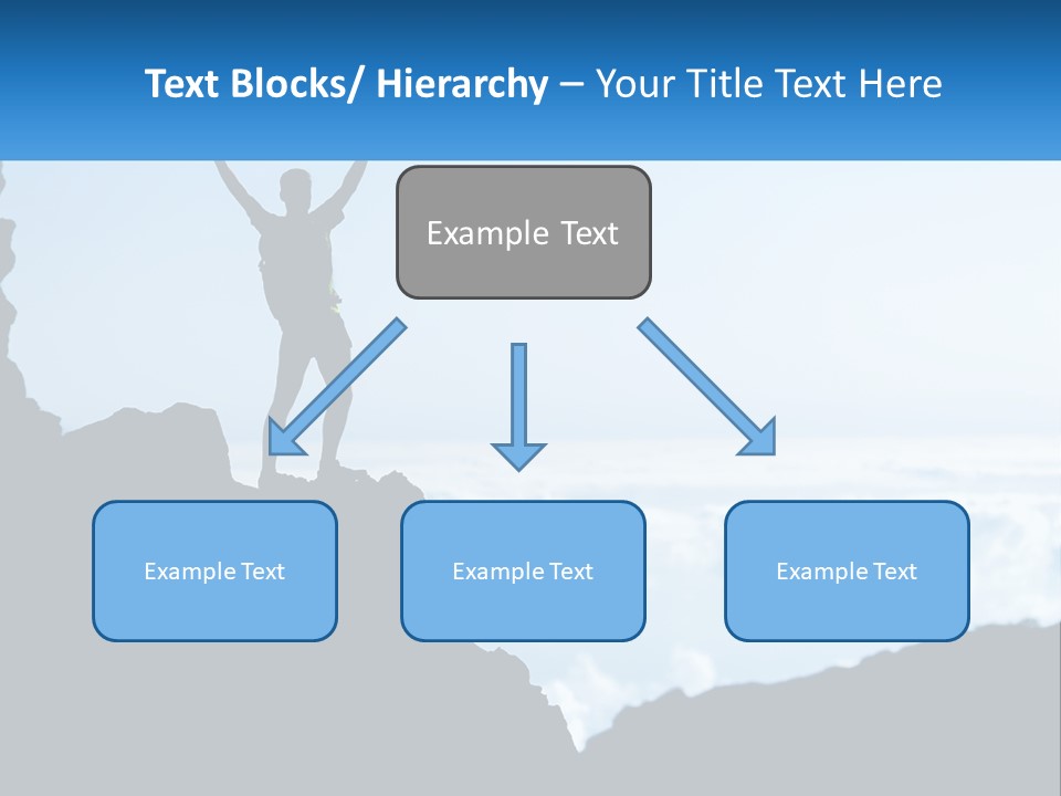A Person Standing On Top Of A Mountain With Their Arms In The Air PowerPoint Template
