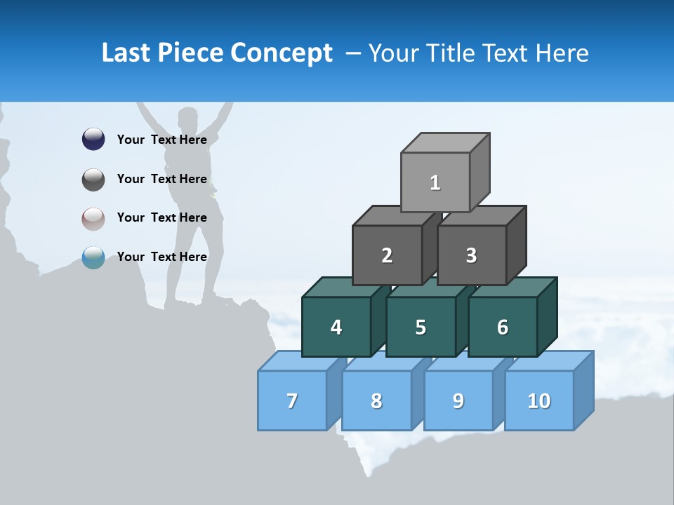 A Person Standing On Top Of A Mountain With Their Arms In The Air PowerPoint Template