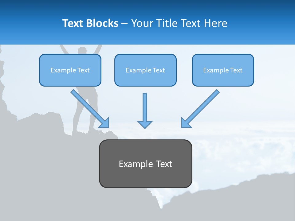 A Person Standing On Top Of A Mountain With Their Arms In The Air PowerPoint Template