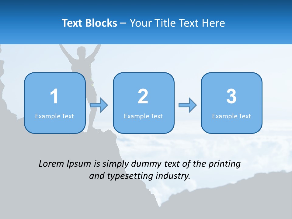 A Person Standing On Top Of A Mountain With Their Arms In The Air PowerPoint Template
