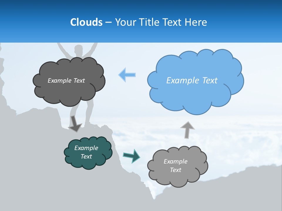 A Person Standing On Top Of A Mountain With Their Arms In The Air PowerPoint Template