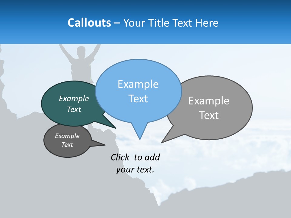 A Person Standing On Top Of A Mountain With Their Arms In The Air PowerPoint Template