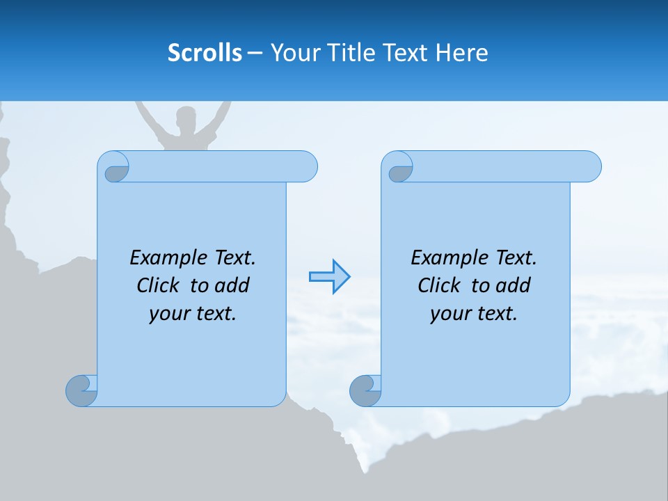 A Person Standing On Top Of A Mountain With Their Arms In The Air PowerPoint Template