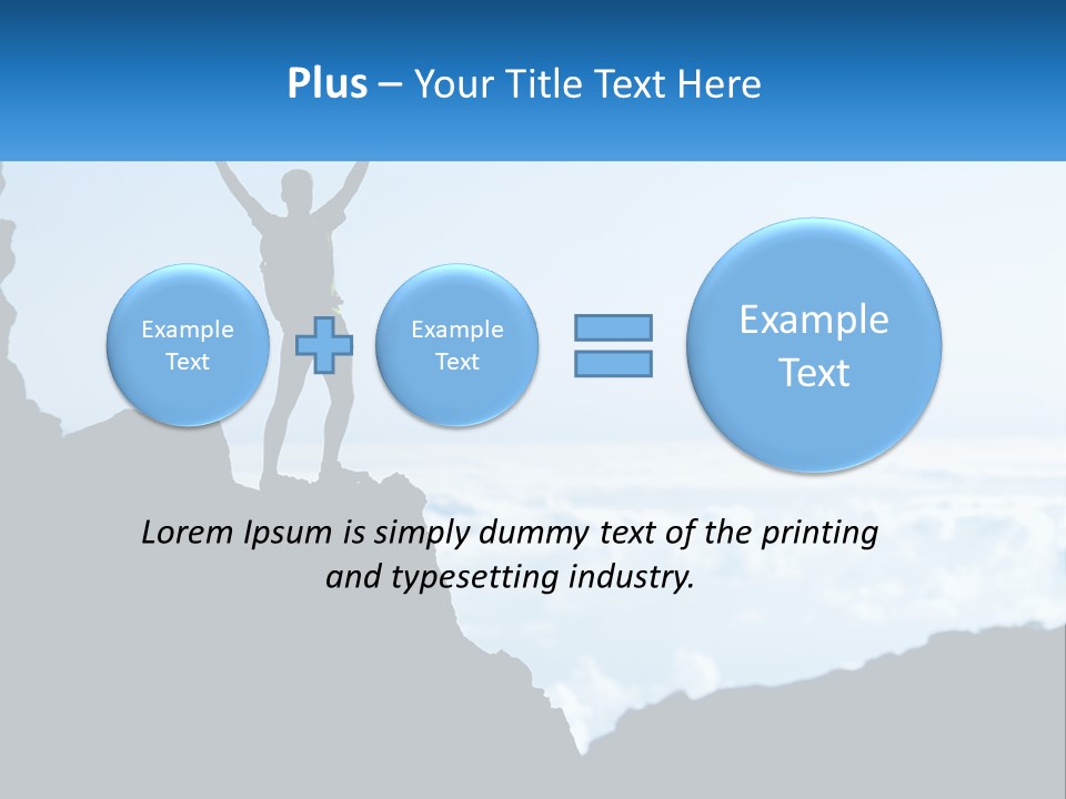 A Person Standing On Top Of A Mountain With Their Arms In The Air PowerPoint Template