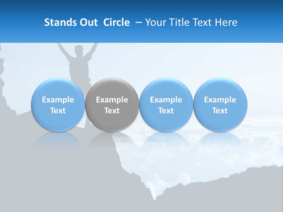 A Person Standing On Top Of A Mountain With Their Arms In The Air PowerPoint Template