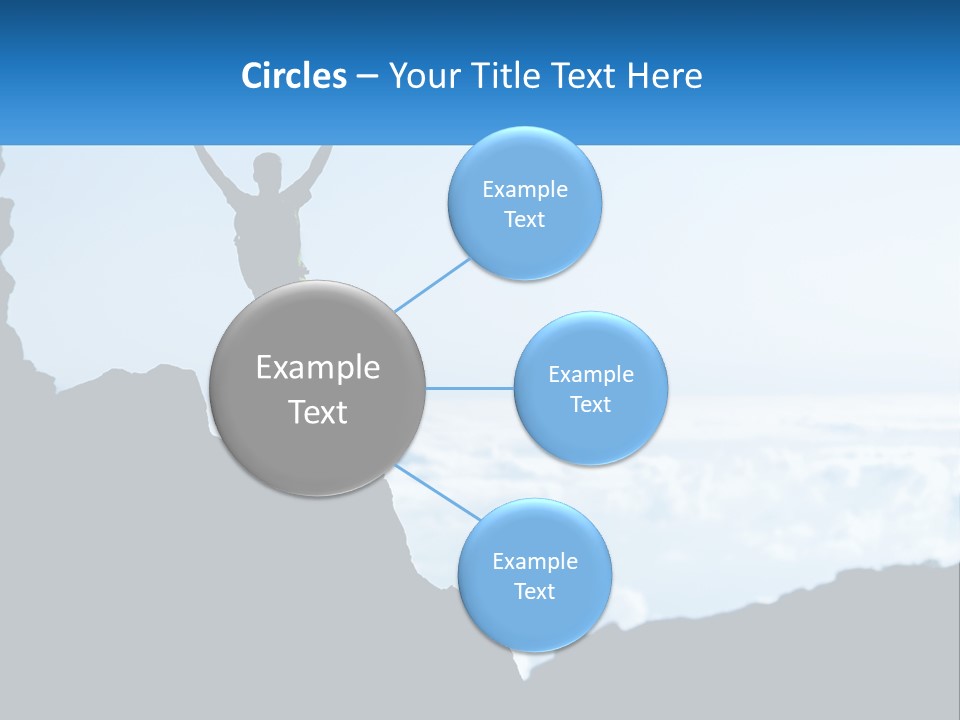 A Person Standing On Top Of A Mountain With Their Arms In The Air PowerPoint Template