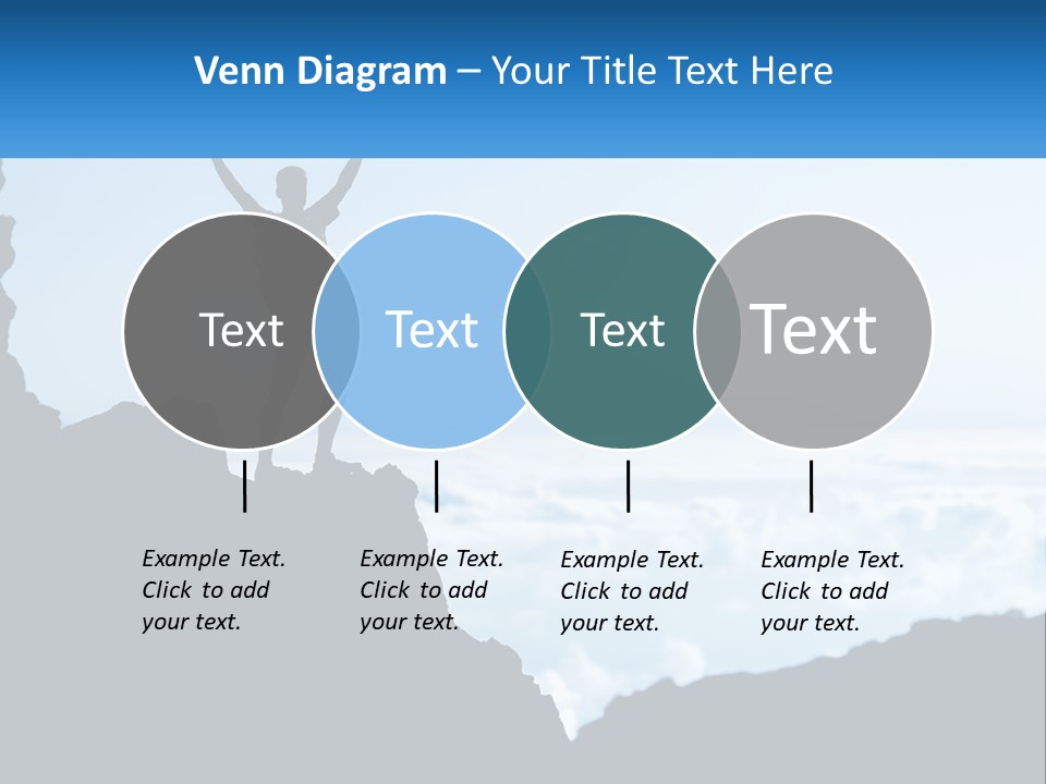 A Person Standing On Top Of A Mountain With Their Arms In The Air PowerPoint Template