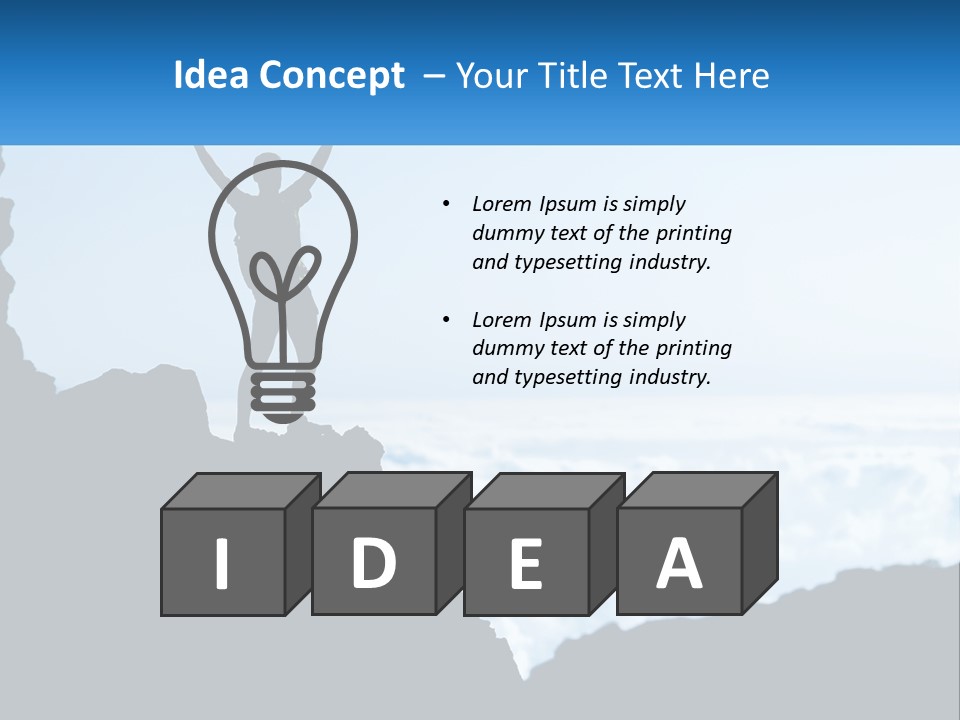 A Person Standing On Top Of A Mountain With Their Arms In The Air PowerPoint Template