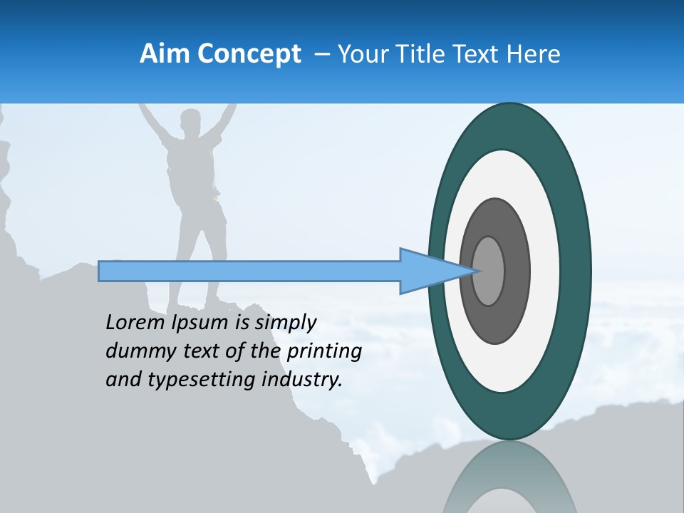 A Person Standing On Top Of A Mountain With Their Arms In The Air PowerPoint Template