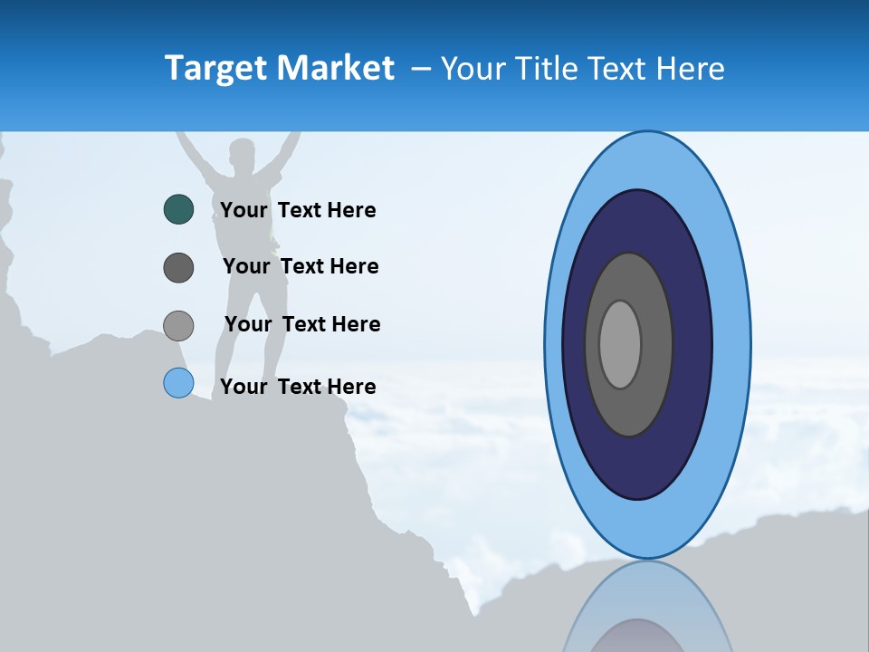 A Person Standing On Top Of A Mountain With Their Arms In The Air PowerPoint Template