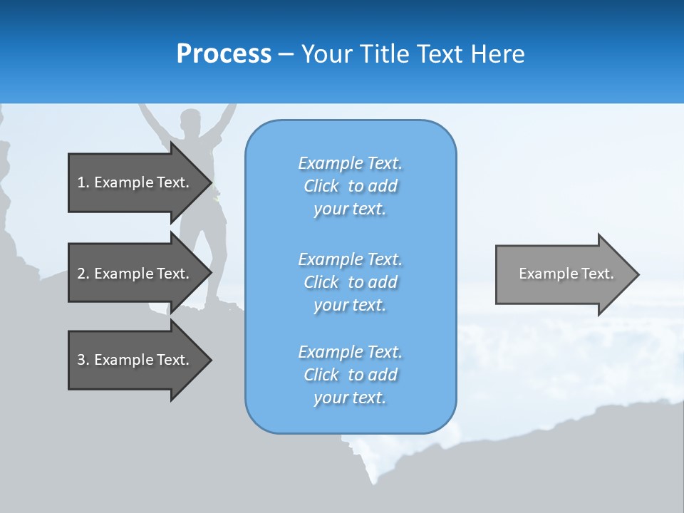 A Person Standing On Top Of A Mountain With Their Arms In The Air PowerPoint Template
