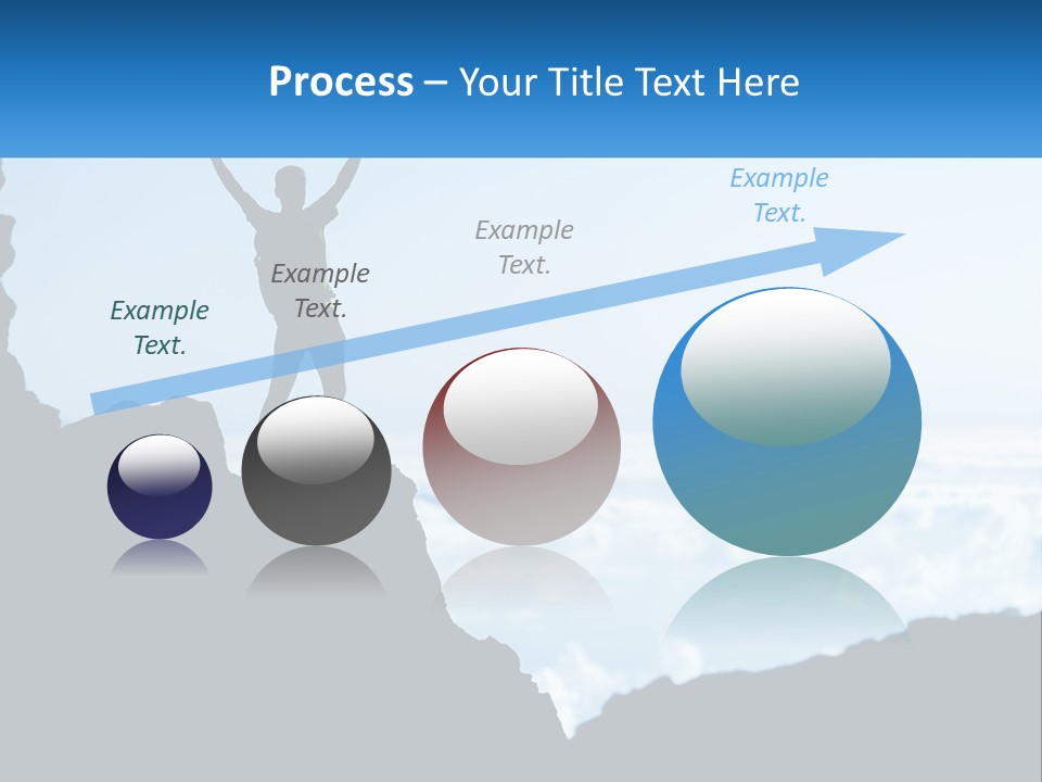 A Person Standing On Top Of A Mountain With Their Arms In The Air PowerPoint Template