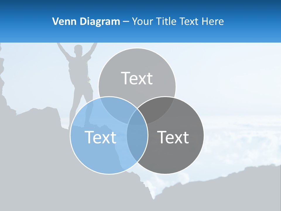 A Person Standing On Top Of A Mountain With Their Arms In The Air PowerPoint Template