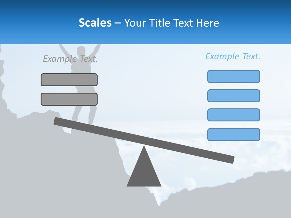 A Person Standing On Top Of A Mountain With Their Arms In The Air PowerPoint Template
