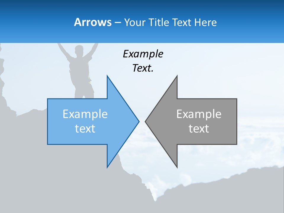 A Person Standing On Top Of A Mountain With Their Arms In The Air PowerPoint Template