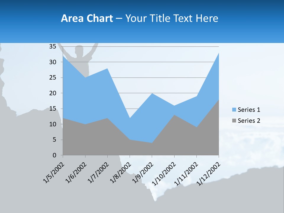 A Person Standing On Top Of A Mountain With Their Arms In The Air PowerPoint Template