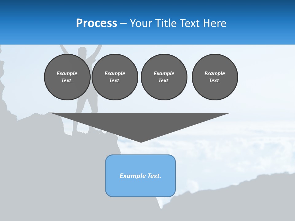 A Person Standing On Top Of A Mountain With Their Arms In The Air PowerPoint Template