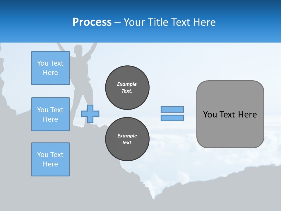 A Person Standing On Top Of A Mountain With Their Arms In The Air PowerPoint Template
