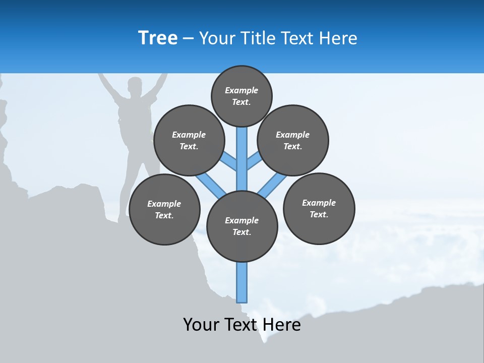 A Person Standing On Top Of A Mountain With Their Arms In The Air PowerPoint Template