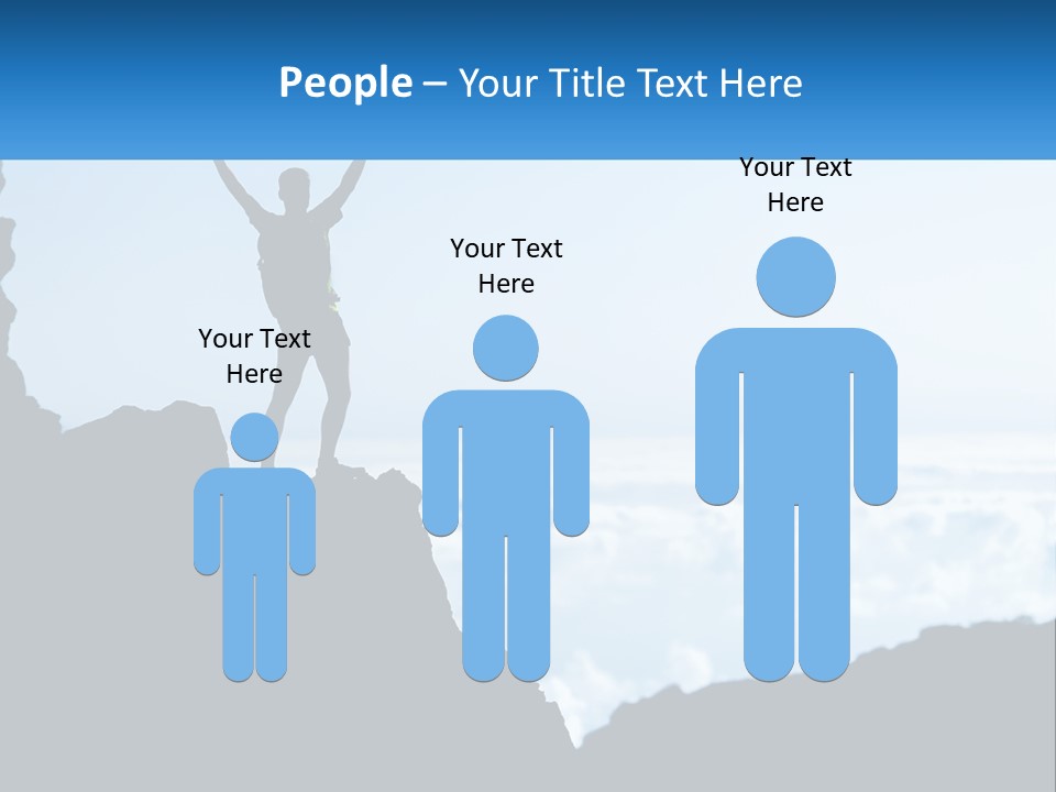 A Person Standing On Top Of A Mountain With Their Arms In The Air PowerPoint Template