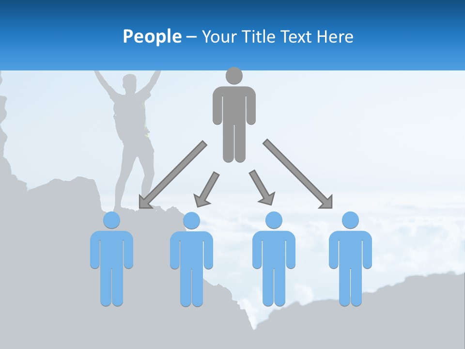 A Person Standing On Top Of A Mountain With Their Arms In The Air PowerPoint Template