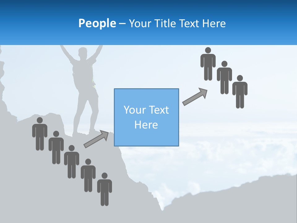 A Person Standing On Top Of A Mountain With Their Arms In The Air PowerPoint Template