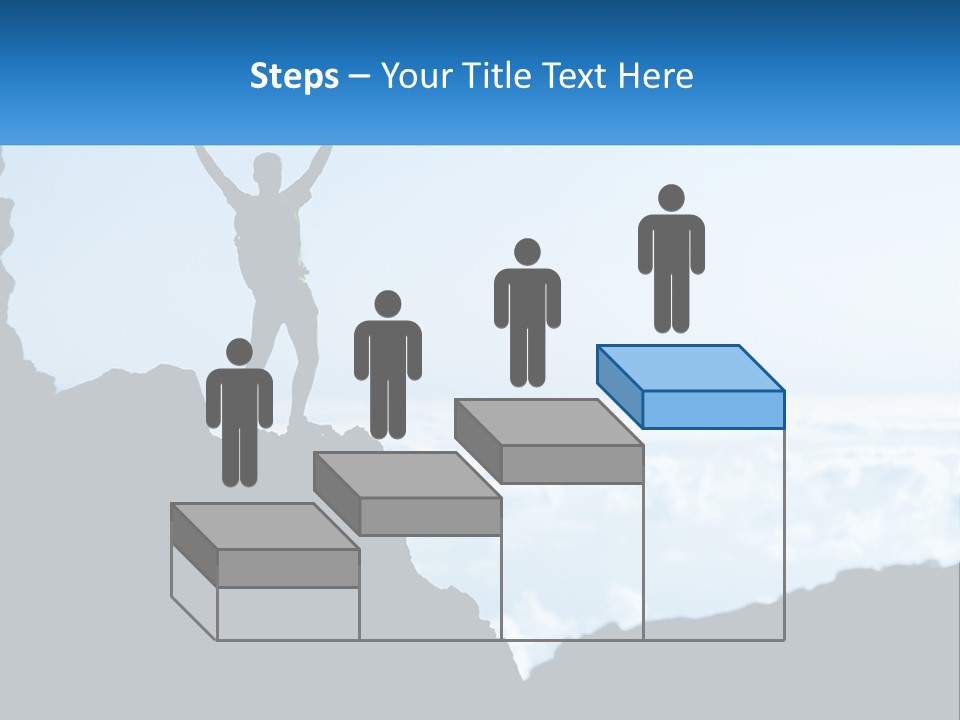 A Person Standing On Top Of A Mountain With Their Arms In The Air PowerPoint Template