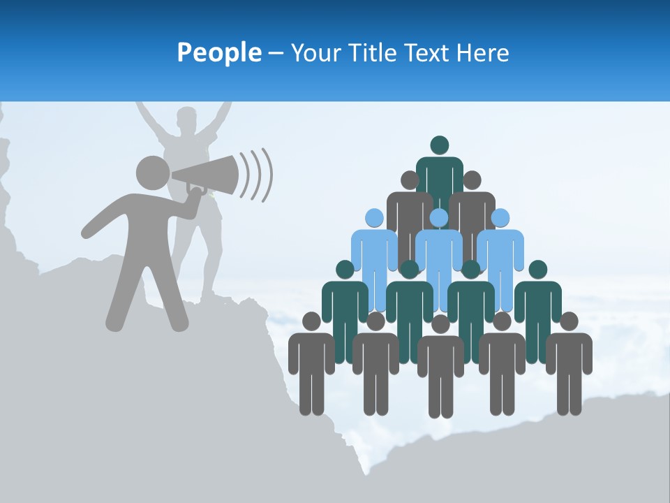 A Person Standing On Top Of A Mountain With Their Arms In The Air PowerPoint Template