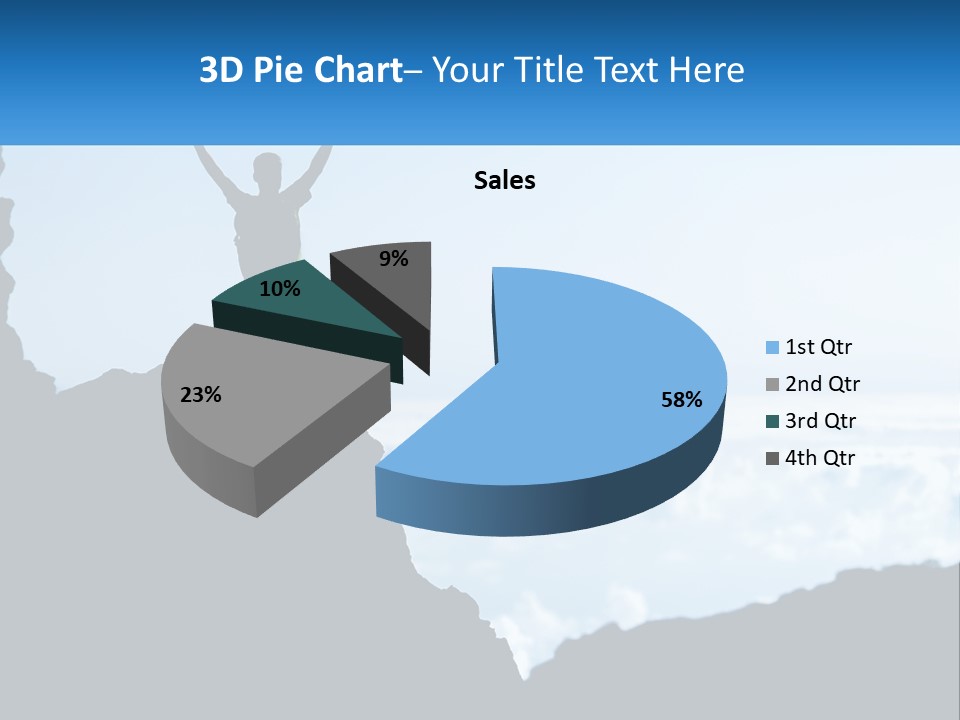 A Person Standing On Top Of A Mountain With Their Arms In The Air PowerPoint Template