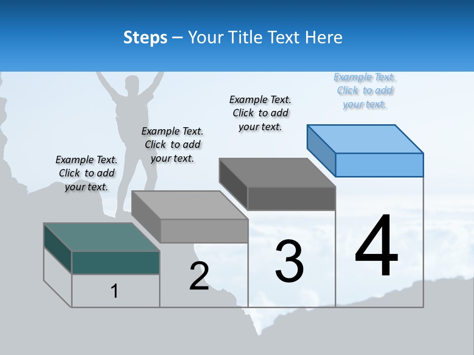 A Person Standing On Top Of A Mountain With Their Arms In The Air PowerPoint Template
