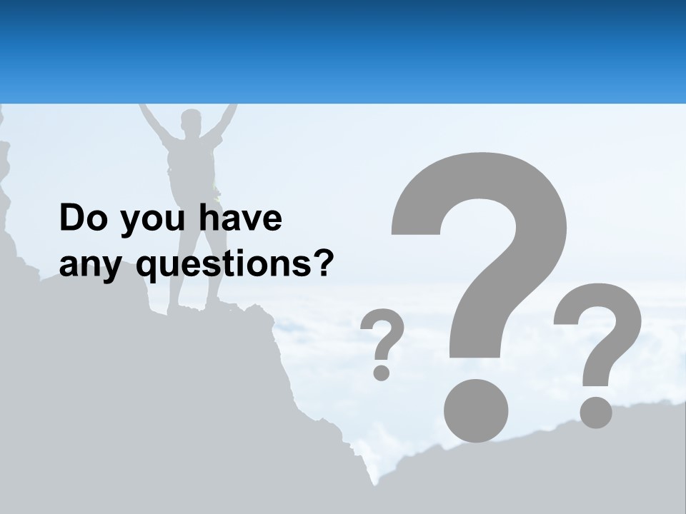 A Person Standing On Top Of A Mountain With Their Arms In The Air PowerPoint Template