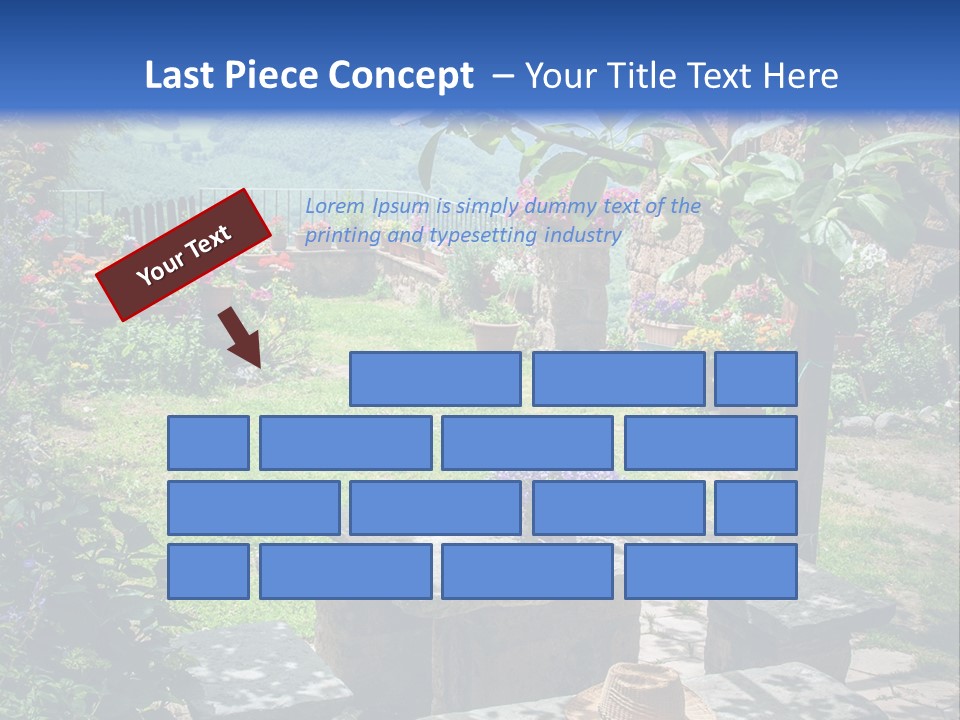 A Picture Of A Garden With A Bench And Flowers PowerPoint Template