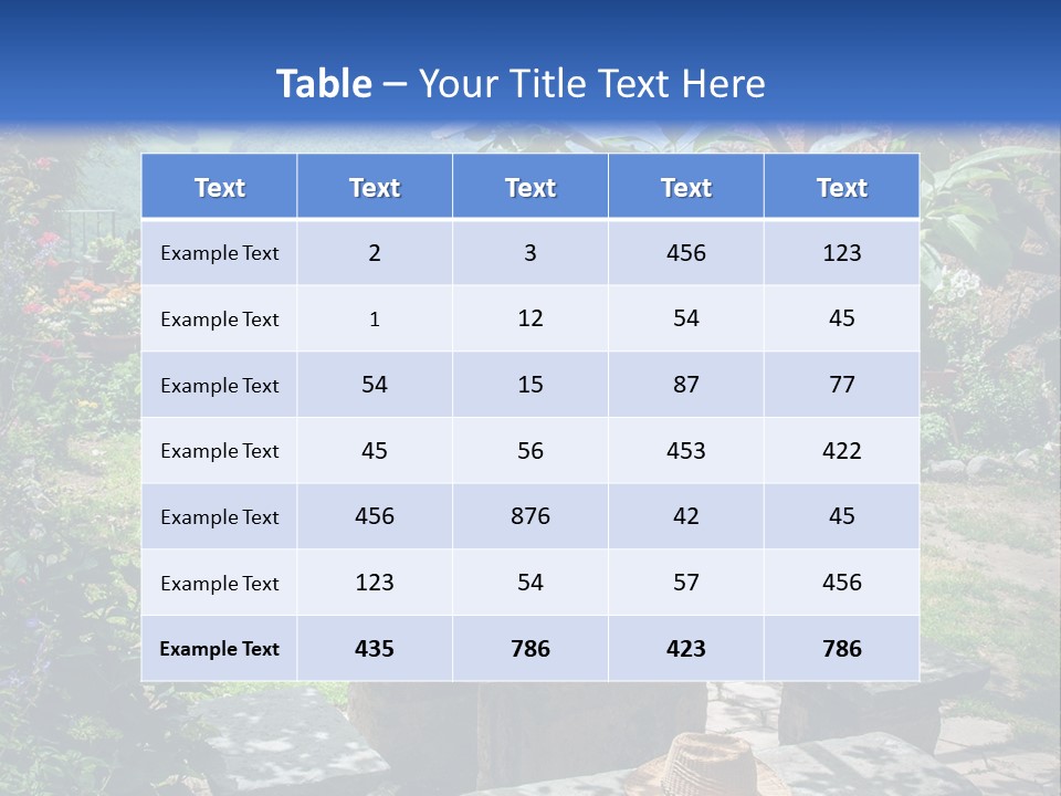 A Picture Of A Garden With A Bench And Flowers PowerPoint Template