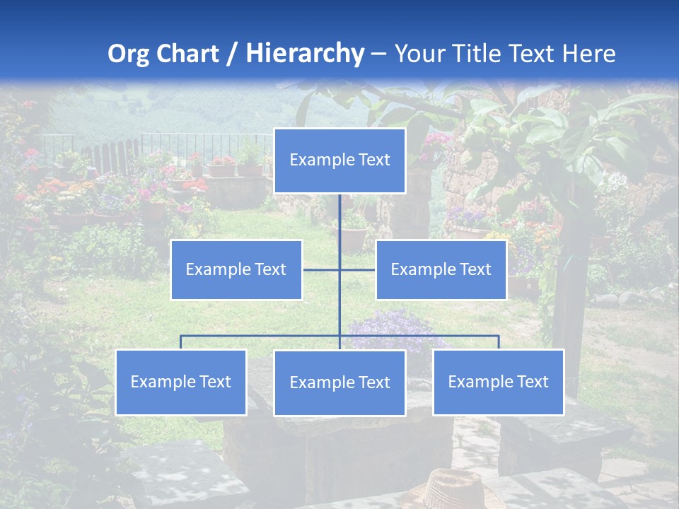 A Picture Of A Garden With A Bench And Flowers PowerPoint Template