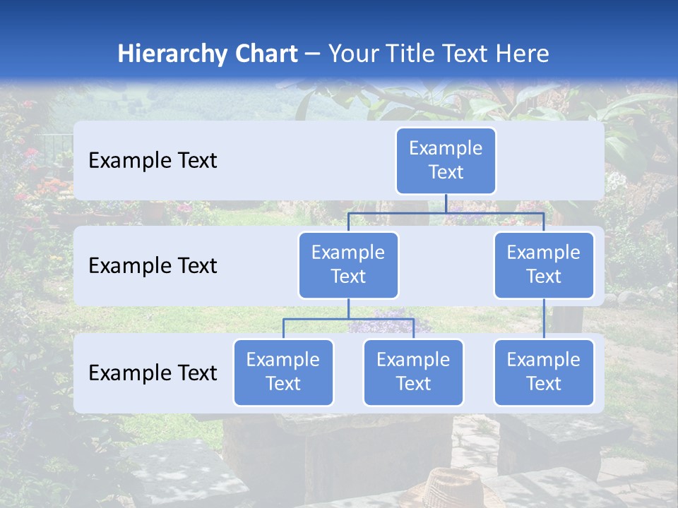 A Picture Of A Garden With A Bench And Flowers PowerPoint Template