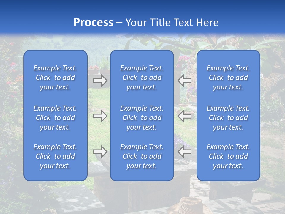 A Picture Of A Garden With A Bench And Flowers PowerPoint Template