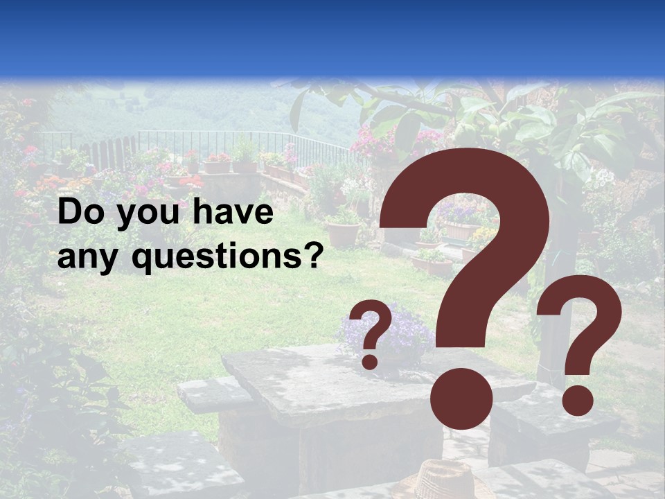 A Picture Of A Garden With A Bench And Flowers PowerPoint Template